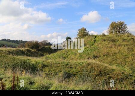 Builth Castle (Erdarbeiten Überreste von Steinburg), Castle Road, Builth Wells, Brecknockshire, Powys, Wales, Großbritannien, Großbritannien, Großbritannien, Großbritannien, Europa Stockfoto