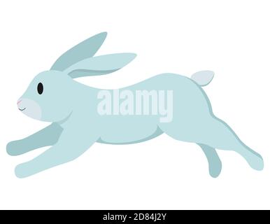 Springen niedlichen Kaninchen. Tier im Cartoon-Stil isoliert auf weißem Hintergrund. Stock Vektor