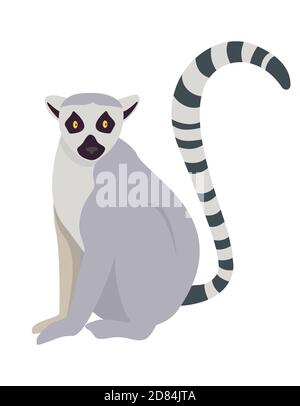 Lemur im Cartoon-Stil. Nettes Tier isoliert auf weißem Hintergrund. Stock Vektor