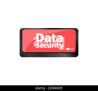 Datensicherheitswort mit Symbol auf der Tastaturtaste Stockfoto
