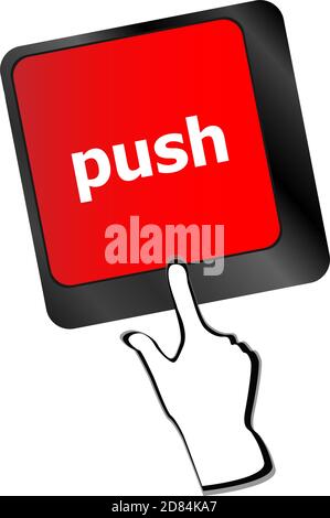 Taste drücken auf der Computertastatur, Business-Konzept Stockfoto