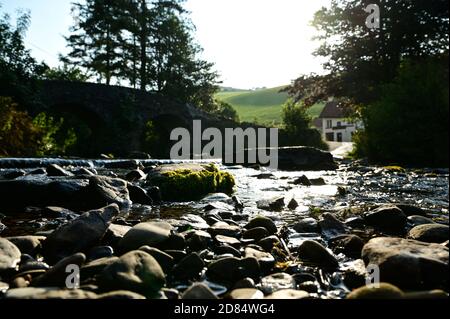 Die ford in Badgworth Water, Malmsmead, Lorna Doone Country Stockfoto