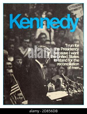 US-amerikanische Werbekarte des Vintage 1960 für den Demokraten Robert Kennedy Wahlkampf Präsidentschaftswahl. Amerika. USA 1968 Stockfoto