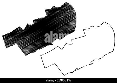 Mogadischu City (Bundesrepublik Somalia, Region Banaadir) Kartenvektordarstellung, Scribble Skizze Stadt Xamar oder Hamar Karte Stock Vektor