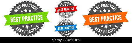Best Practice Schild. Rundes Band Label-Set. Stempel Stock Vektor