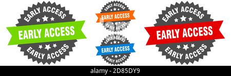 Early Access Schild. Rundes Band Label-Set. Stempel Stock Vektor