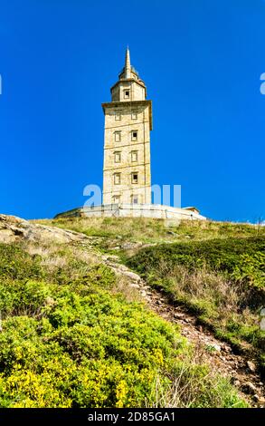 Der Turm des Herkules in EINEM Coruna, Spanien Stockfoto