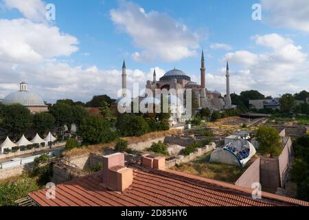 Hagia Sophia Blick vom Oberdeck des Restaurants Seven Hills, Istanbul Stockfoto