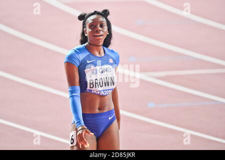 Bretagne Brown (USA). 200 m Silbermedaille. IAAF Leichtathletik WM, Doha 2019 Stockfoto