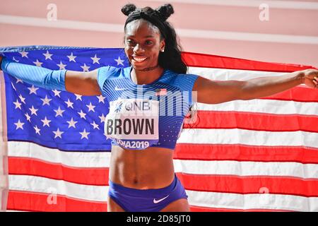 Bretagne Brown (USA). 200 m Silbermedaille. IAAF Leichtathletik WM, Doha 2019 Stockfoto