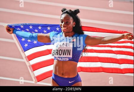 Bretagne Brown (USA). 200 m Silbermedaille. IAAF Leichtathletik WM, Doha 2019 Stockfoto
