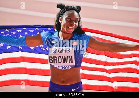 Bretagne Brown (USA). 200 m Silbermedaille. IAAF Leichtathletik WM, Doha 2019 Stockfoto