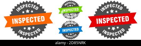 Inspizierte Schild. Rundes Band Label-Set. Stempel Stock Vektor