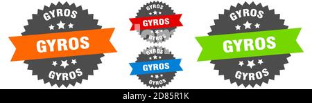 Gyros-Schild. Rundes Band-Label-Set. Stempel Stock Vektor