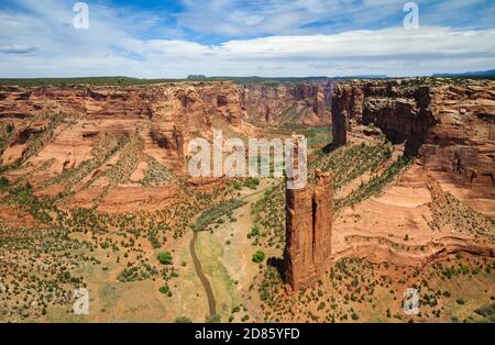 Spider Rock am Canyon de Chelly National Monument Stockfoto