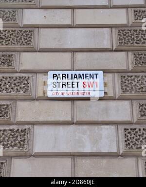 Parliament Street Schild Detail, Westminster, London Stockfoto