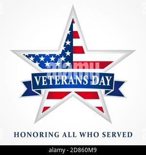 Happy Veterans Day USA kreatives Banner. Isolierte abstrakte Grafik-Design-Vorlage. Ehrt alle, die gedient haben. Kalligrafische Schriftzüge. Danke Veteranen Stock Vektor