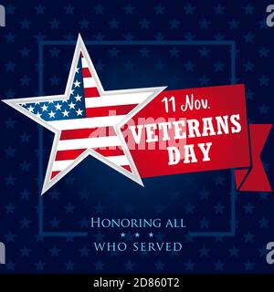 Happy Veterans Day USA kreatives Banner. Isolierte abstrakte Grafik-Design-Vorlage. Ehrt alle, die gedient haben. Kalligrafische Schriftzüge. Danke Veteranen Stock Vektor