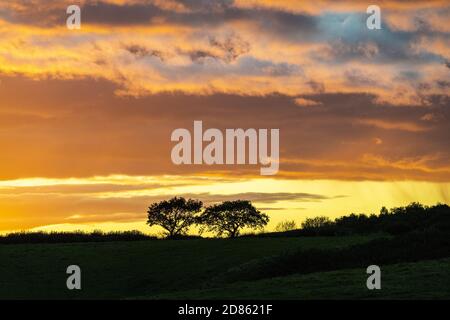 Sonnenuntergang in Irthington, Cumbria UK Stockfoto