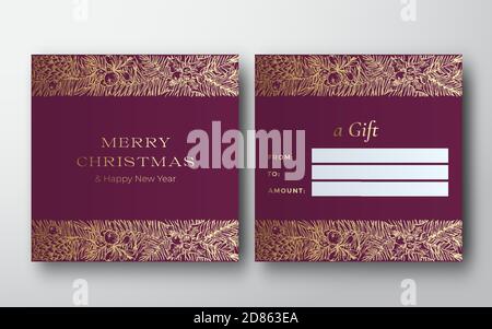 Weihnachten Abstrakte Skizze Dekoration Vektor Grußkarte Hintergrund. Design-Layout für Vorder- und Rückseite mit Typografie. Weiche Schatten mit Hand gezeichnet Stock Vektor