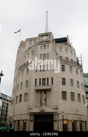 London, Großbritannien, 17. März 2018:- das BBC-Sendehaus ist der Hauptsitz der British Broadcasting Corporation. Es befindet sich in Por Stockfoto