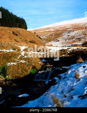 Watefalls and Snow, Pont Ar DAF, Story Arms, Brecon Beacons National Park, powys, Wales. Stockfoto