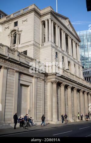 London, Vereinigtes Königreich - 30. Oktober 2017:- die Bank von England Central Bank von Großbritannien befindet sich auf Threadneedle Street Stockfoto