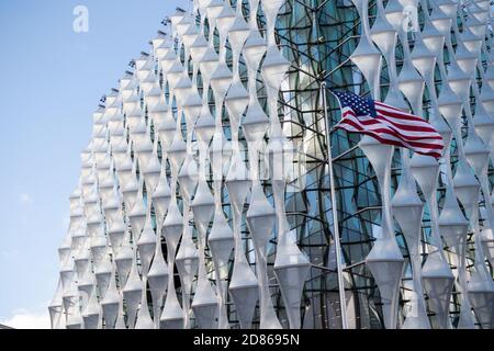 London, 18. Januar 2018:- die Botschaft der Vereinigten Staaten von Amerika, befindet sich in 33 Nine Elms Lane, nach Umzug von 24 Grosvenor Square. Stockfoto