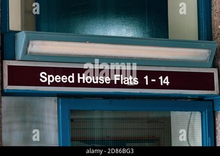 London, Großbritannien, 3. August 2019:- The Worshipful Company of Musicians Headquarters in 1 Speed Highwalk, barbican Estate, London Stockfoto