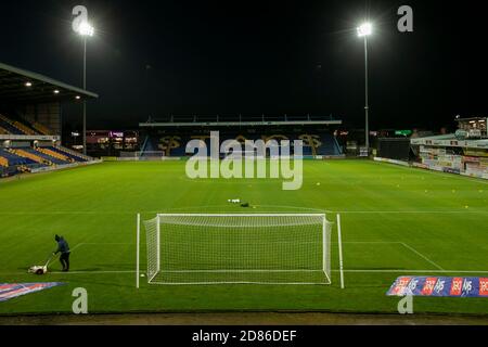 MANSFIELD, ENGLAND. 27. OKTOBER Gesamtansicht des One Call Stadions während des Sky Bet League 2 Spiels zwischen Mansfield Town und Barrow im One Call Stadium, Mansfield am Dienstag, 27. Oktober 2020. (Kredit: Leila Coker, MI News) Kredit: MI Nachrichten & Sport /Alamy Live Nachrichten Stockfoto