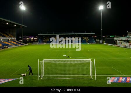 MANSFIELD, ENGLAND. 27. OKTOBER Gesamtansicht des One Call Stadions während des Sky Bet League 2 Spiels zwischen Mansfield Town und Barrow im One Call Stadium, Mansfield am Dienstag, 27. Oktober 2020. (Kredit: Leila Coker, MI News) Kredit: MI Nachrichten & Sport /Alamy Live Nachrichten Stockfoto