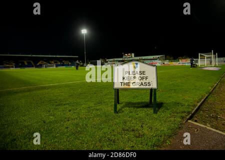 MANSFIELD, ENGLAND. 27. OKTOBER Gesamtansicht des One Call Stadions während des Sky Bet League 2 Spiels zwischen Mansfield Town und Barrow im One Call Stadium, Mansfield am Dienstag, 27. Oktober 2020. (Kredit: Leila Coker, MI News) Kredit: MI Nachrichten & Sport /Alamy Live Nachrichten Stockfoto