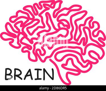 Vektor-Symbol des menschlichen Gehirns Abbildung isoliert auf weißem Hintergrund. Innovation Symbol, Idee, Gedanken, Denken, Lösung, Bildungskonzept Stock Vektor