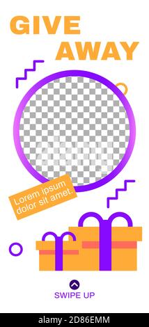 Give-Away-Geschichte. Abstrakte minimale Social Media Story Vorlage Stock Vektor