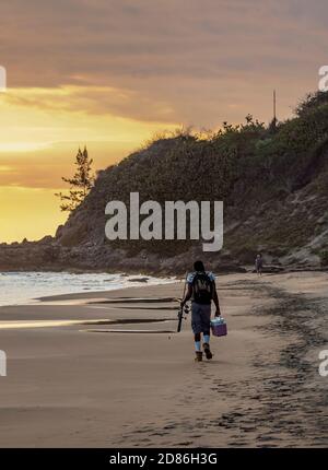 Frenchman's Beach bei Sonnenuntergang, Treasure Beach, Saint Elizabeth Parish, Jamaica Stockfoto