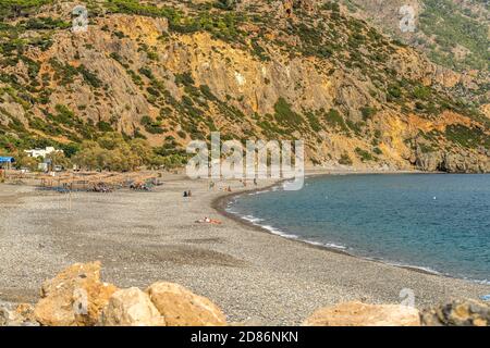 Der Strand von Sougia im Süden von Kreta, Griechenland, Europa Stockfoto