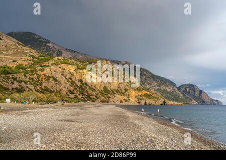 Der Strand von Sougia im Süden von Kreta, Griechenland, Europa Stockfoto