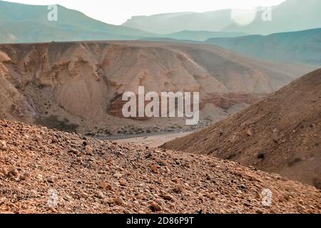 Sandy Hills in der Wüste von Israel, Red Canyon in der Nähe der Stadt Eilat Stockfoto