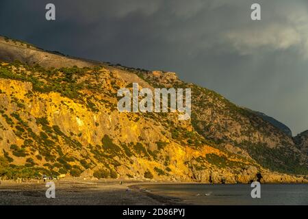 Der Strand von Sougia im Süden von Kreta, Griechenland, Europa Stockfoto