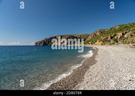 Der Strand von Sougia im Süden von Kreta, Griechenland, Europa Stockfoto