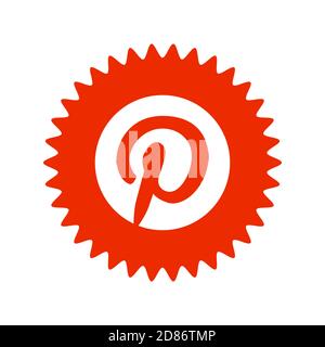 Pinterest-Logo. Pinterest ist eine Web- und mobile Anwendung, die eine Foto-Sharing-Website betreibt. Pinterest-App . Charkiw, Ukraine - Juni 2020 Stockfoto