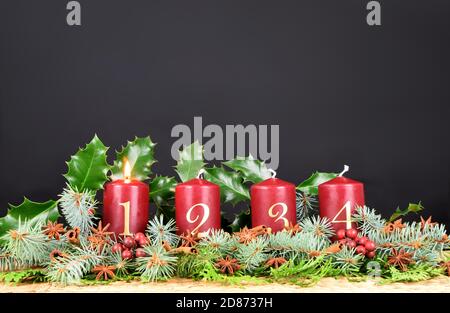 Kerzen für Advent und weihnachten Stockfoto