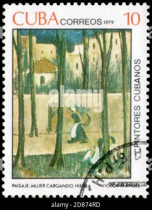 Sankt Petersburg, Russland - 18. September 2020: Briefmarke gedruckt in Kuba das Bild des Kräuterkundigen, um 1979 Stockfoto