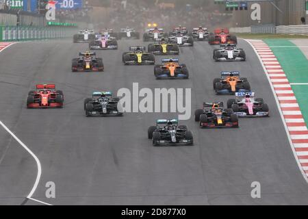 Start des Rennens, Abfahrt, während der Formel 1 Heineken Grande Pr..Mio de Portugal 2020, großer Preis von Portugal, vom 23. Bis 25. Oktober 2020 auf dem C Stockfoto