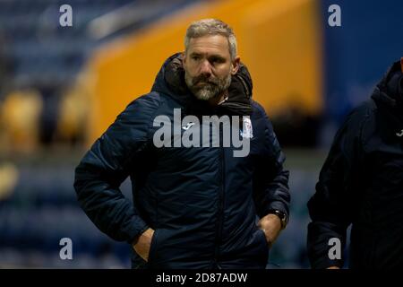 MANSFIELD, ENGLAND. 27. OKTOBER Barrow Manager David Dunn während des Sky Bet League 2 Spiels zwischen Mansfield Town und Barrow im One Call Stadium, Mansfield am Dienstag, 27. Oktober 2020. (Kredit: Leila Coker, MI News) Kredit: MI Nachrichten & Sport /Alamy Live Nachrichten Stockfoto