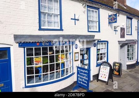 The Tutti Pole Tea Shop, High Street, Hungerford, Berkshire, England, Vereinigtes Königreich Stockfoto