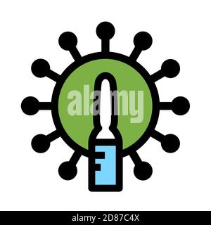 Ein Medikament für Coronavirus-Infektion. Impfstoff gegen covid-19 und die Rettung der Menschheit. Vektorsymbol auf weißem Hintergrund isoliert. Stock Vektor