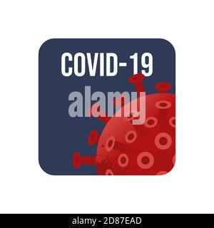 Coronavirus-Logo-Konzept. Neues Coronavirus-Symbol. COVID-19 Krankheitsbild mit weißem Text. Rotes SARS-Pandemiesymbol. Isolierte Grafik-Design-Vorlage. Stock Vektor