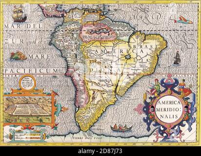 Antike Landkarten der Welt. Nord- Und Südamerika. Henricus Hondiusc 1630. Stockfoto