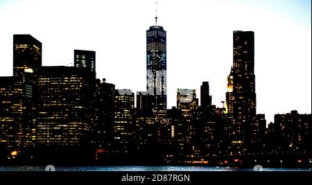 Skyline mit One World Trade Center oder Freedom Tower, Finanzviertel, Downtown Manhattan, New York City, NY, USA Stockfoto
